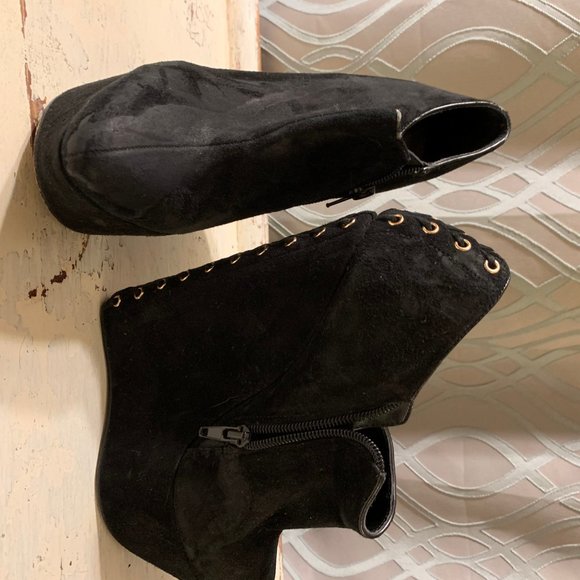 Shoemint Ankle Suede Wedge Platform Boots Size 6 - Picture 3 of 5